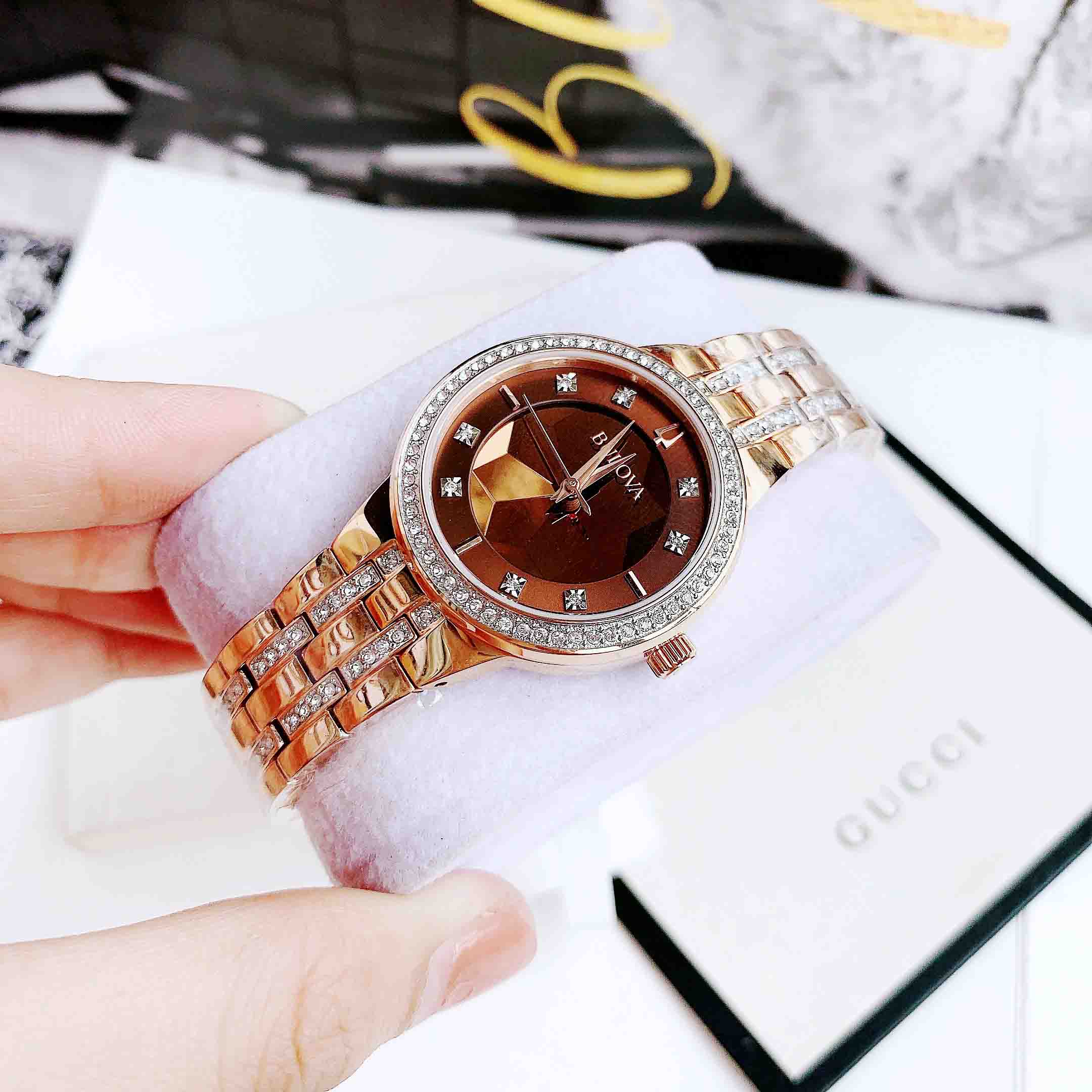 Bulova Nữ Mặt Tròn Phantom Swarovski Crystal 98L266 Smile Watch