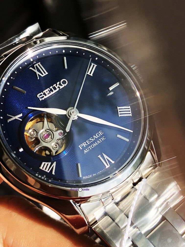 Seiko Presage open heart Blue SSA411J1 kính sapphire - Smile Watch