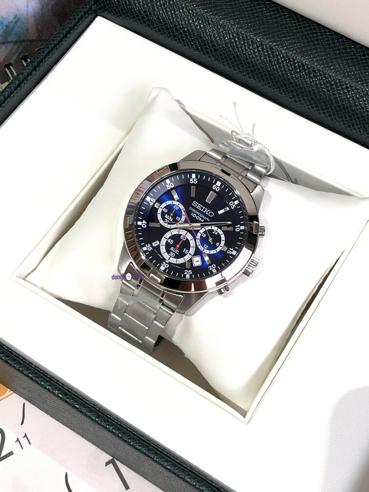 Seiko quartz chronograph 100m SKS603P1 mặt xanh - Smile Watch