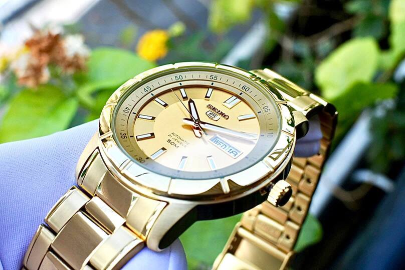 Seiko 5 màu vàng SNKN62K1 Automatic 21 Jewels 50m - Smile Watch